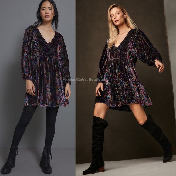 Anthropologie Dresses & Skirts - NWT ANTHROPOLOGIE Mona Velvet Burnout Mini Dress